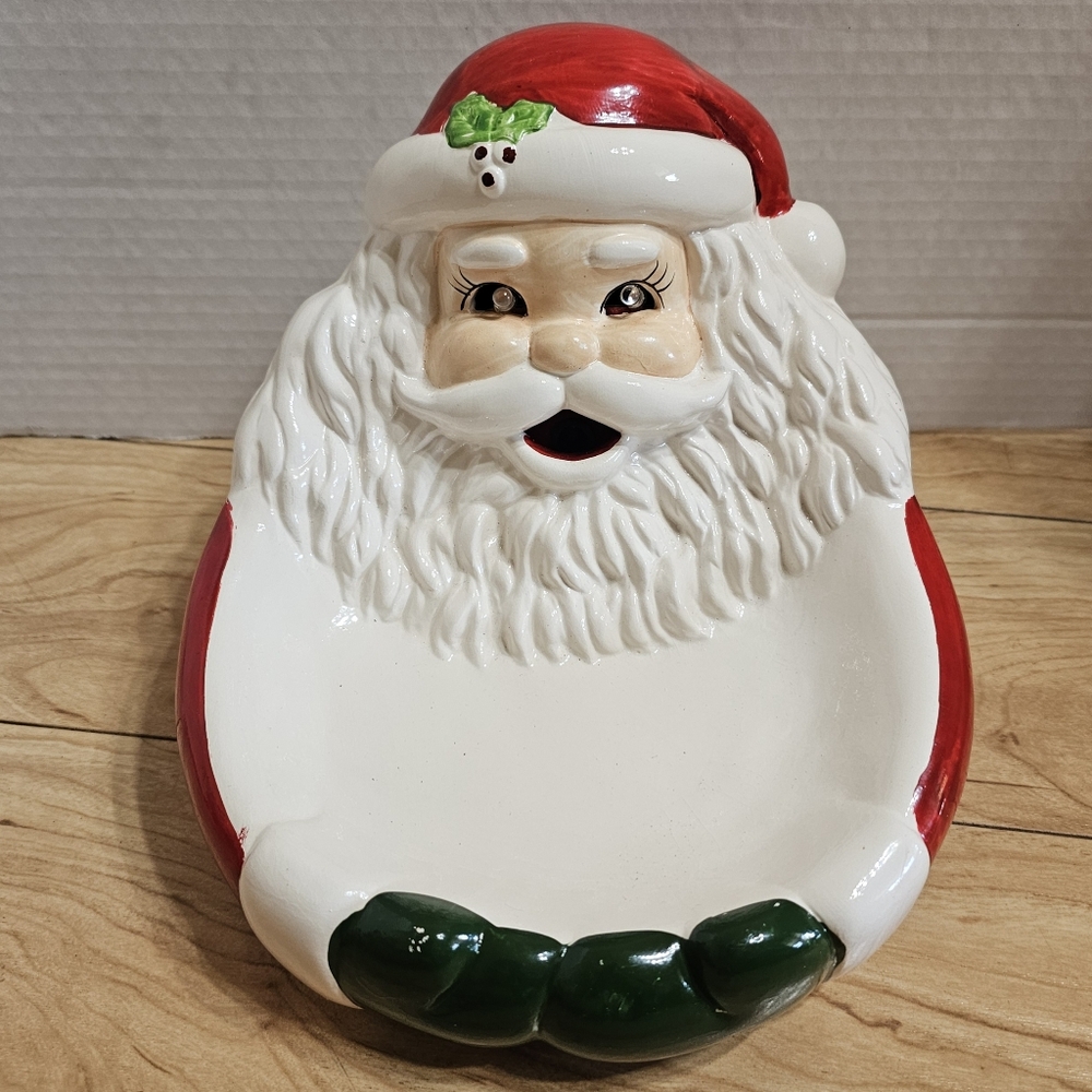 Vintage 1993 NCE It's Alive Candy Dish Santa Claus Red White Christmas Holiday